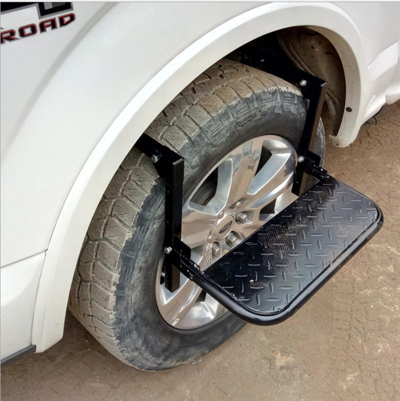 Tire Step For SUVS RVS Trucks heavy duty Painted checkered plate Adjustable Tire Mounted Portable Tyre Step