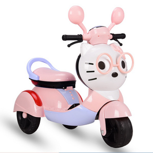 2022 Wholesale Cute Cat Image  Girls  Battery Rechargeable Kids  Ride On Electric  Motorbike