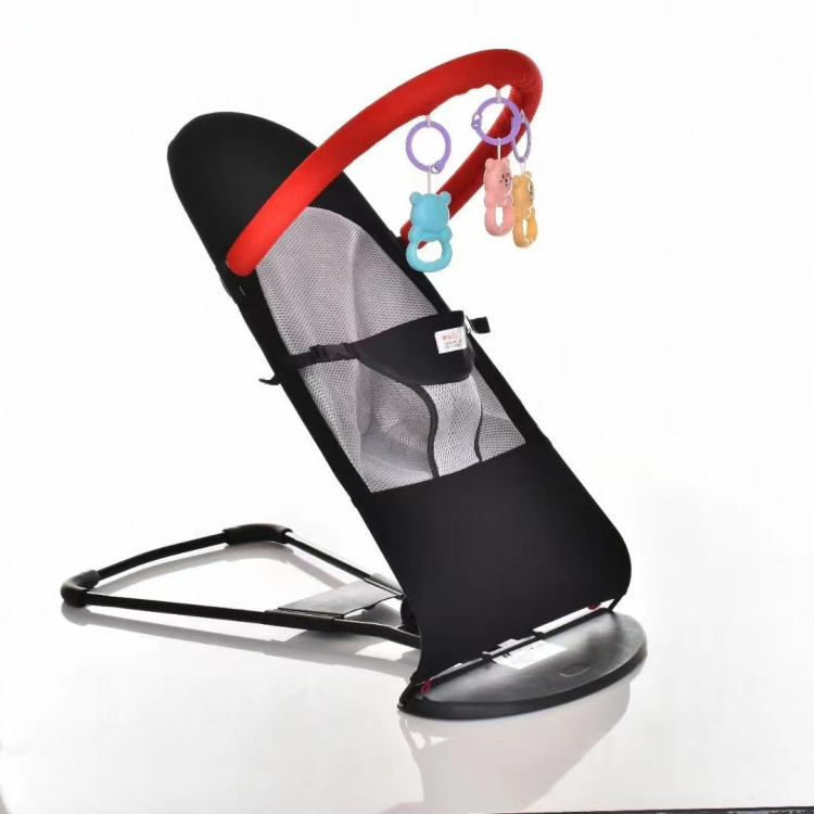 Baby Bouncer Seat Portable Rocker Chair with Adjustable Height Positions Soft Cotton Balance Bouncer Swing Cradle