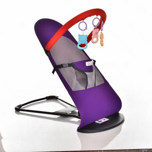 Baby Bouncer Seat Portable Rocker Chair with Adjustable Height Positions Soft Cotton Balance Bouncer Swing Cradle