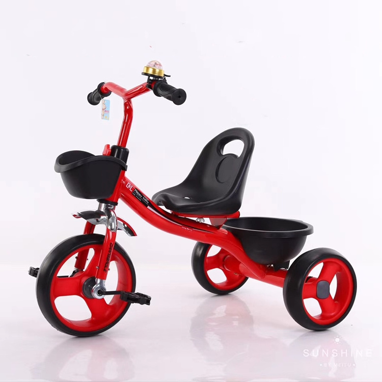 Simple three wheels steel frame baby tricycle for kids ride on toys