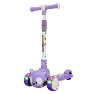 Kids 3 Wheels LED PU Foldable Children's Kick Scooter For 2-10 Years Old Children