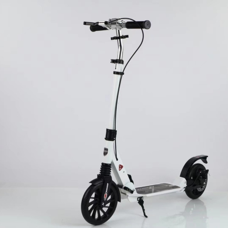 2 Big Wheel Adult Folding Scooter with Handbrake Kick Foot Scooter with 2 Front Wheels