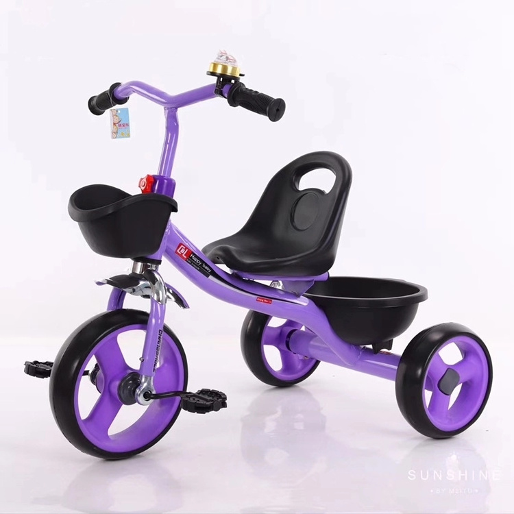 Simple three wheels steel frame baby tricycle for kids ride on toys