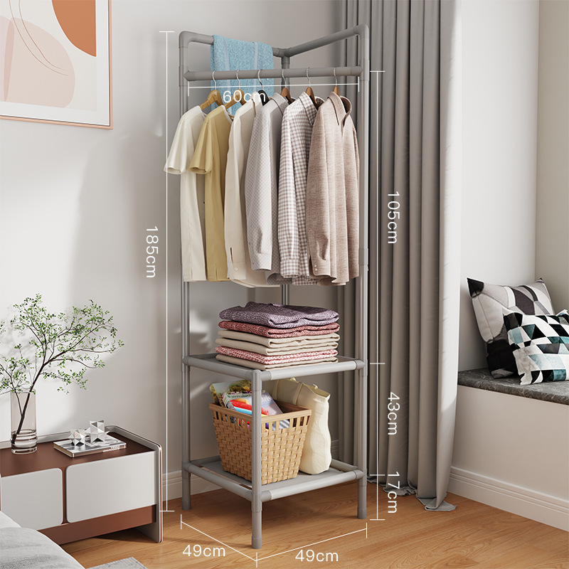 Household corner clothes hanger floor to ceiling wall corner bedroom clothes rack storage clothes rack