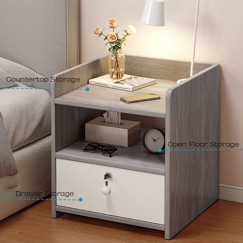 Bedside Cabinet Modern Simple Small Shelf New Style Storage Cabinet Bedside Cabinet with Bedroom Bedroom Furniture Carton Wooden