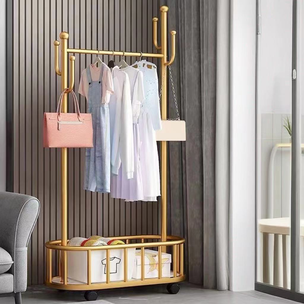 Hanger with wheelsmovable clothes rack bedroomdormitoryvertical household living room clothes rack