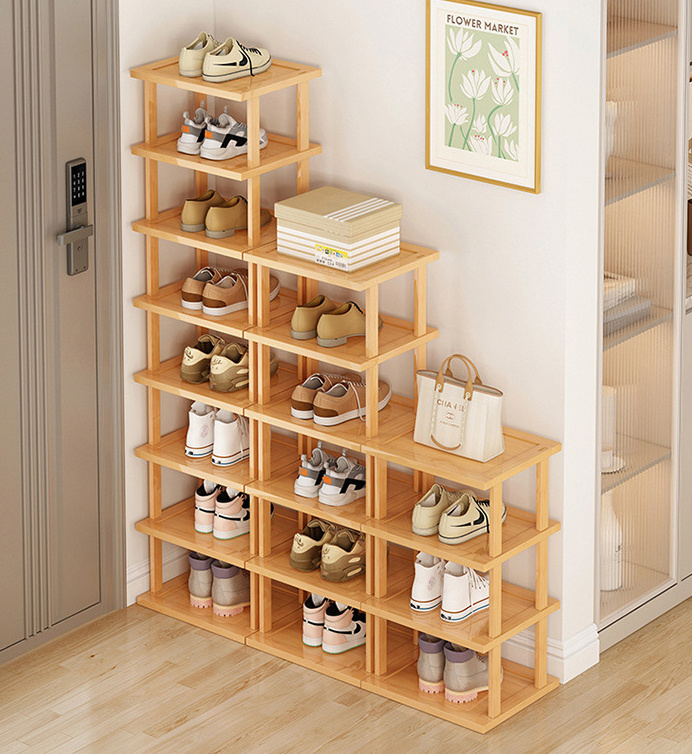 Bamboo Simple Shoe Rack Multi-layer Shoe Rack Household Doorstep Storage Rack Small Household Shoe Storage Tool Corner Organizer