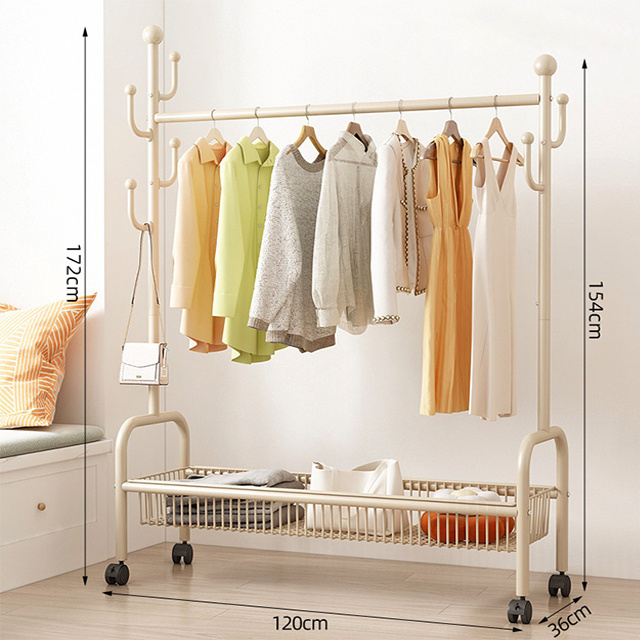 Modern Design Mobile Bag Rack Indoor and Outdoor for Hall Living Room Bedroom-Indoor Ceiling and Floor Balcony Clothes Rack