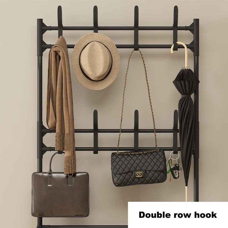 Coat Racks Shoe Storage Rack Hall Tree With 7 Hooks And 4-Tier Shoes