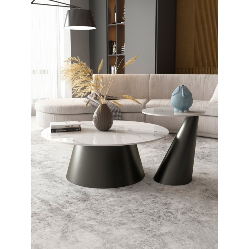 Modern Luxury round Marble Coffee Table Set High Quality Metal Living Room Furniture for Home Use