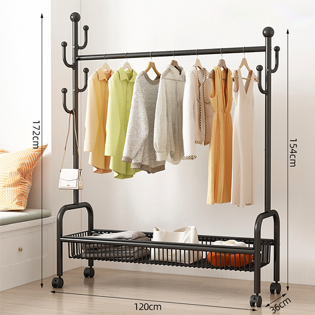 Modern Design Mobile Bag Rack Indoor and Outdoor for Hall Living Room Bedroom-Indoor Ceiling and Floor Balcony Clothes Rack