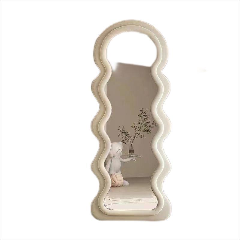 Wave style full body mirror girl's bedroom French floor to ceiling cream style