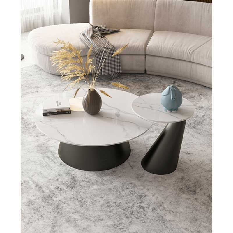 Modern Luxury round Marble Coffee Table Set High Quality Metal Living Room Furniture for Home Use