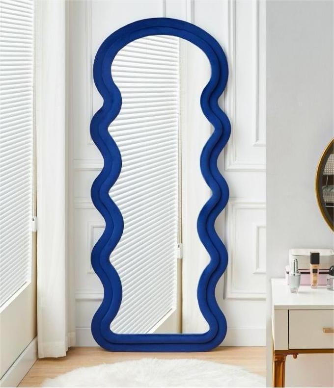 Wave style full body mirror girl's bedroom French floor to ceiling cream style