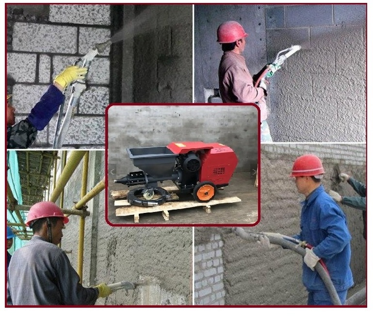 Multifunctional Cement Mortar Spraying Machine Electric/ Diesel Mini Stucco Pump Cement Sand Mortar Spraying Machine