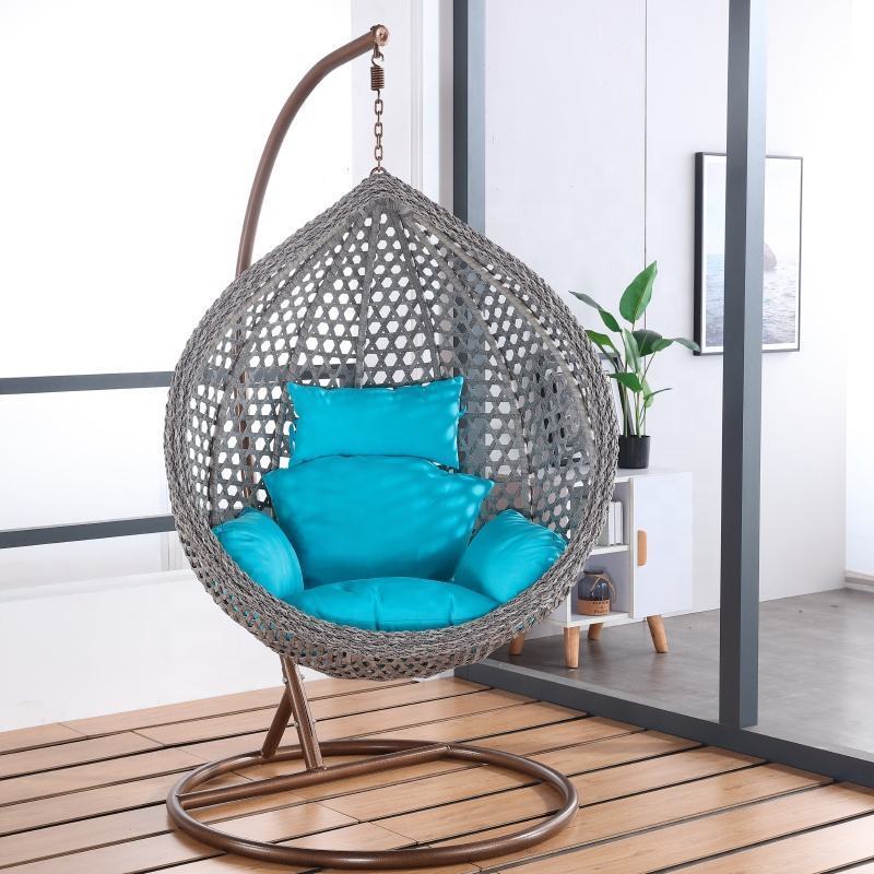 Outdoor single seat  rattan hanging swing egg chair outdoor furniture