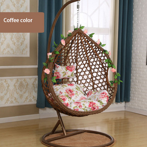 New patio hanging magic leaf PE rattan with stand modern wicker egg swing chair kid adult outdoor hammock swing