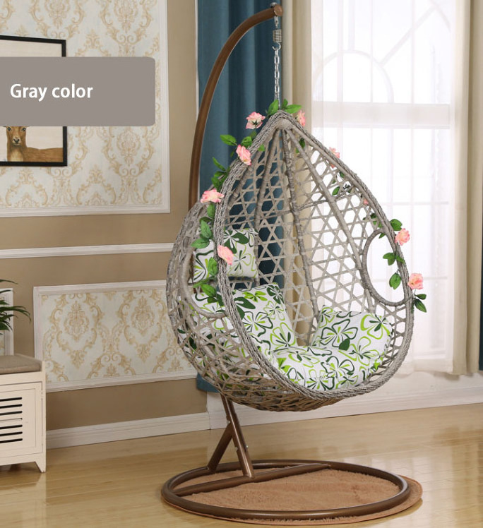 New patio hanging magic leaf PE rattan with stand modern wicker egg swing chair kid adult outdoor hammock swing