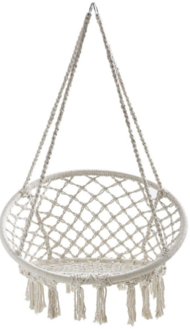 HR Hanging Chair Macrame Swing Cotton Rope Patio Swing