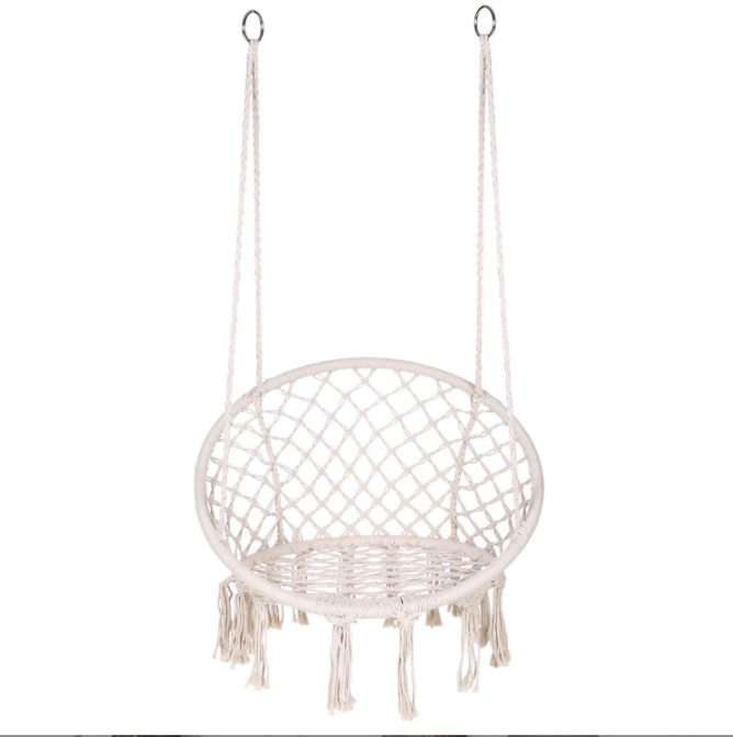 HR Hanging Chair Macrame Swing Cotton Rope Patio Swing