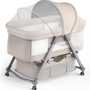 Swing Baby Bassinet Swing Bedside Crib Manually Swing Crib Bed 3-in-1 Portable Crib For Newborn Baby