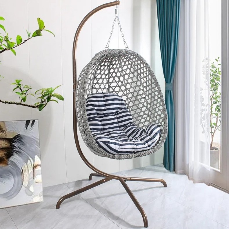 Modern Rattan Hanging Egg Chair With Stand Balcony Courtyard Garden Outdoor Furniture Patio Swings Rocking Basket Hammock Chair