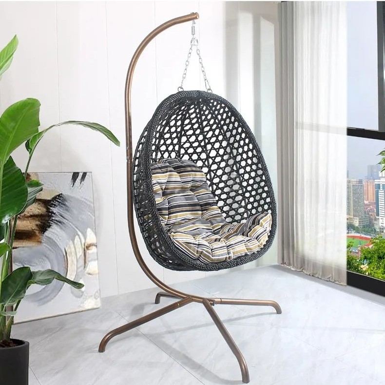 Modern Rattan Hanging Egg Chair With Stand Balcony Courtyard Garden Outdoor Furniture Patio Swings Rocking Basket Hammock Chair