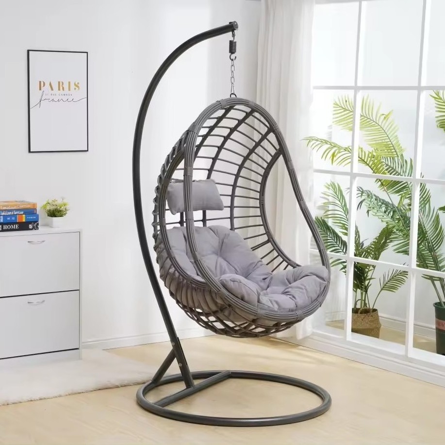 Wholesale Basket Steel Wicker Rattan Swing Seat Furniture Outdoor Patio Swing Chair Hanging Garden Swing Chair With Stand