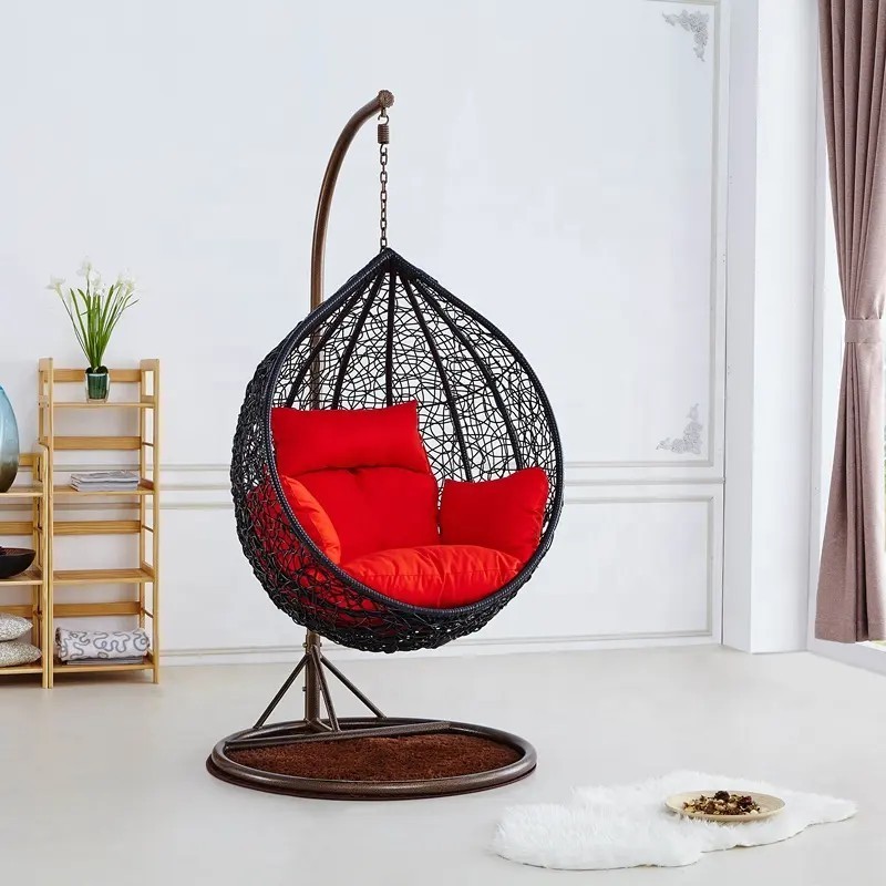 Outdoor Furniture Patio Swings Hanging Egg Swing Cocoons Chair With Metal Stand Indoor Wicker Rattan Garden Hanging Chair