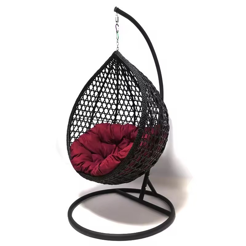 Patio Swings Outdoor Furniture Rope Chair Modern Wicker Rattan Balcony Garden Hanging Egg Swing Chair With Metal Stand