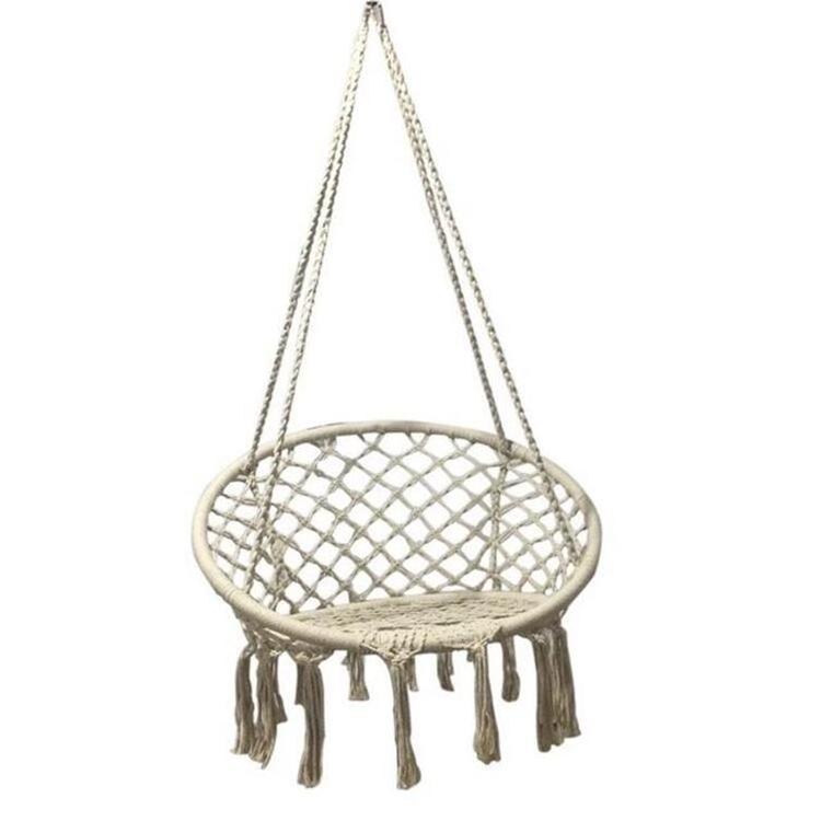 ins Chair Nordic wind hammock cotton rope woven hanging basket fringe swing outdoor camping lazy chair