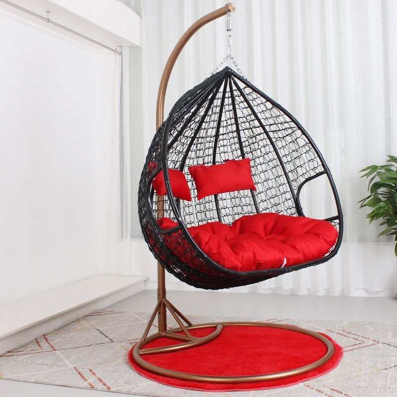 Cheap price 2 person PE rattan double patio hanging egg swing chair for indoor outdoor garden balcony livingroom