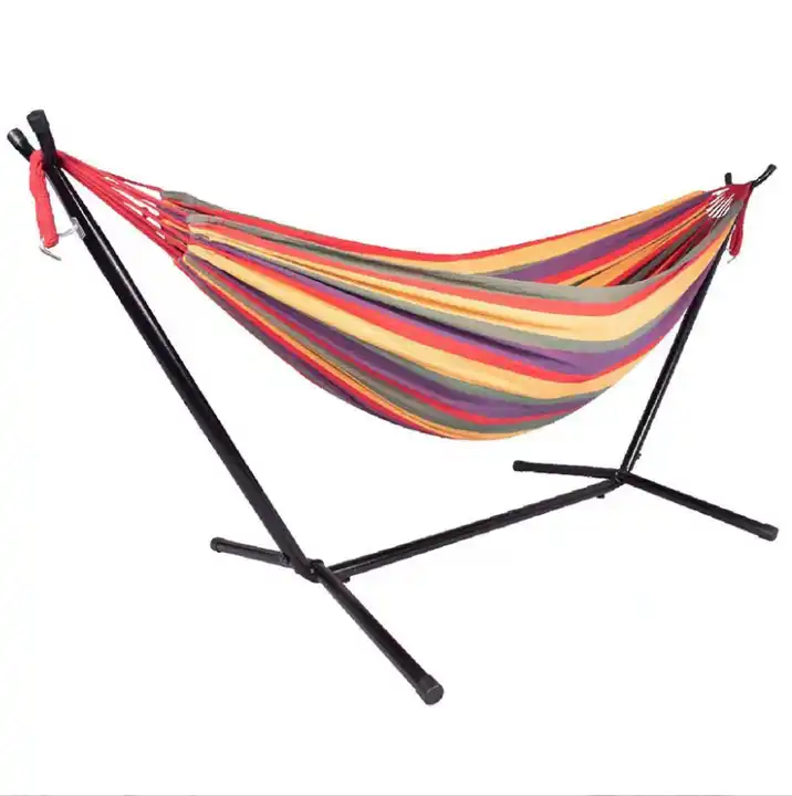 Outdoor Camping Hammock Hanging Swing Bed Chair With Collapsible Steel Stand And Carry Bag