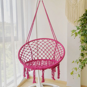 Wholesale Nordic wind net red hanging basket outdoor cotton rope hanging chair balcony cradle chair indoor fringe swing