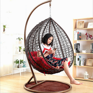 Fashion Garden Furniture Wicker Rattan Egg Hanging Indoor Swing Chair with Stand