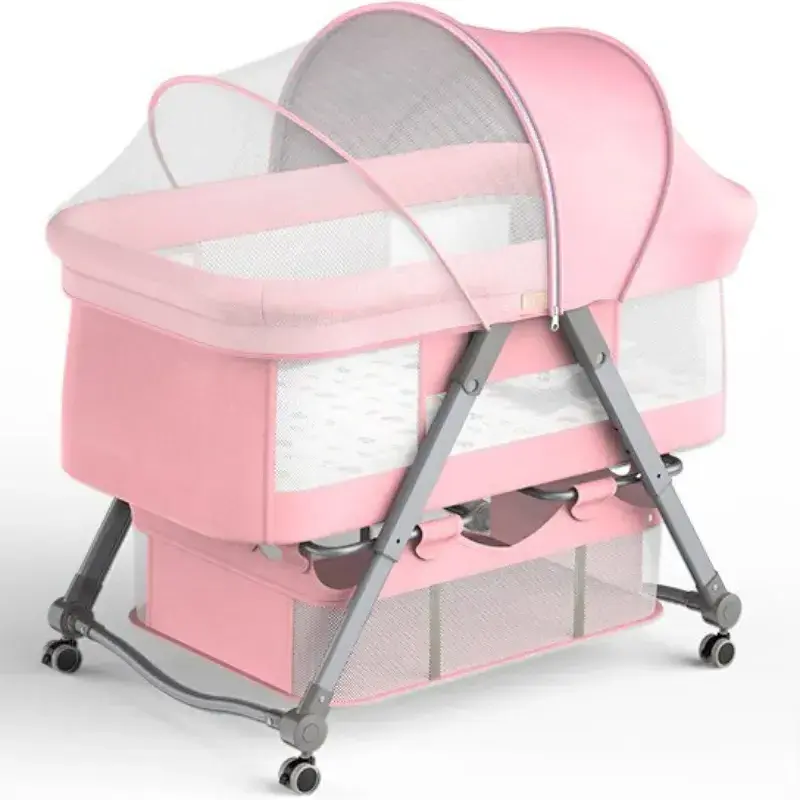 Wholesale Portable Folding Travel Height Adjustable New Born Toddlers Bassinet Crib Baby Cradle Bed With Mosquito Net