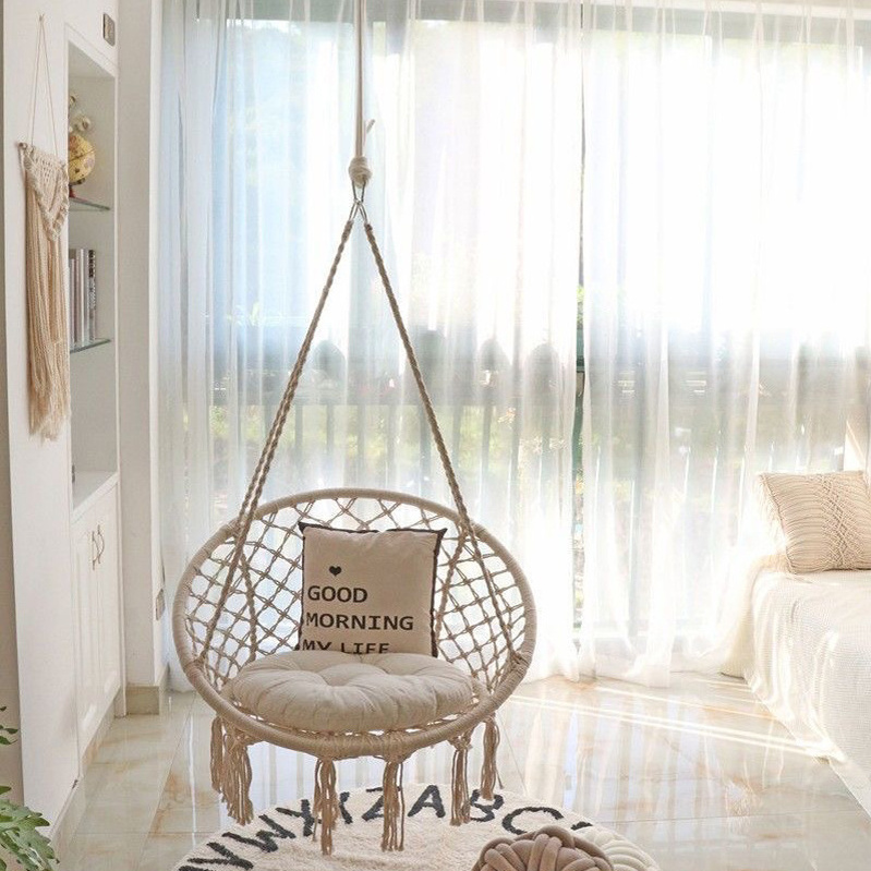 Hand-woven garden swing cradle leisure indoor hanging basket chair manufacturers direct hanging chair hammock cotton