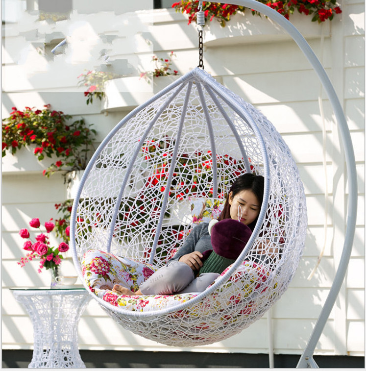 Fashion Garden Furniture Wicker Rattan Egg Hanging Indoor Swing Chair with Stand