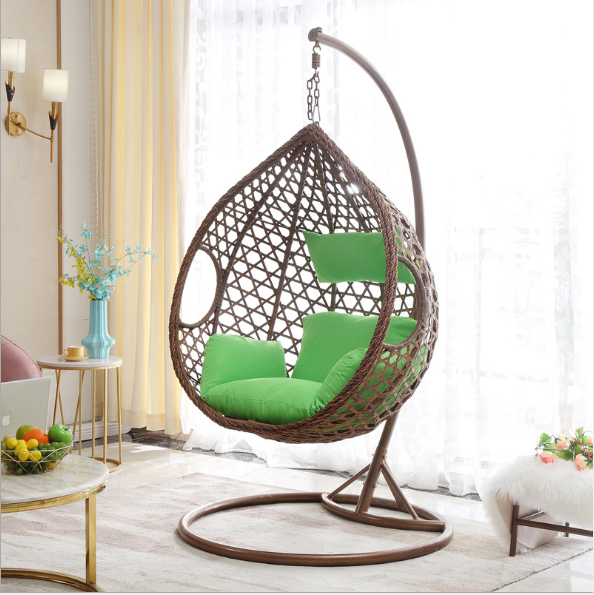 Outdoor single seat  rattan hanging swing egg chair outdoor furniture