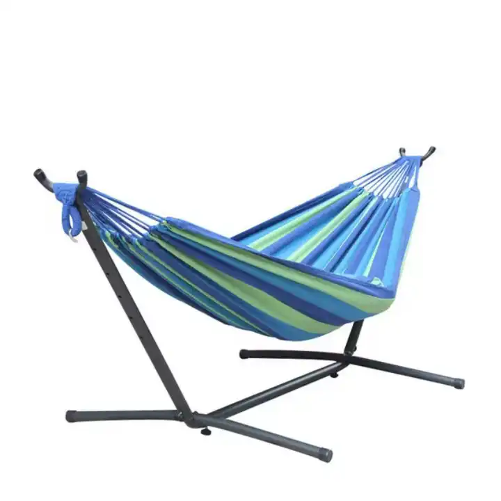 Outdoor Camping Hammock Hanging Swing Bed Chair With Collapsible Steel Stand And Carry Bag