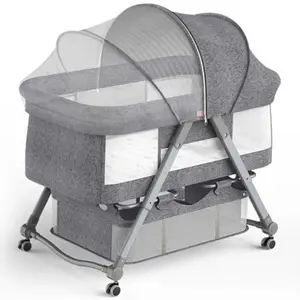 Wholesale Portable Folding Travel Height Adjustable New Born Toddlers Bassinet Crib Baby Cradle Bed With Mosquito Net