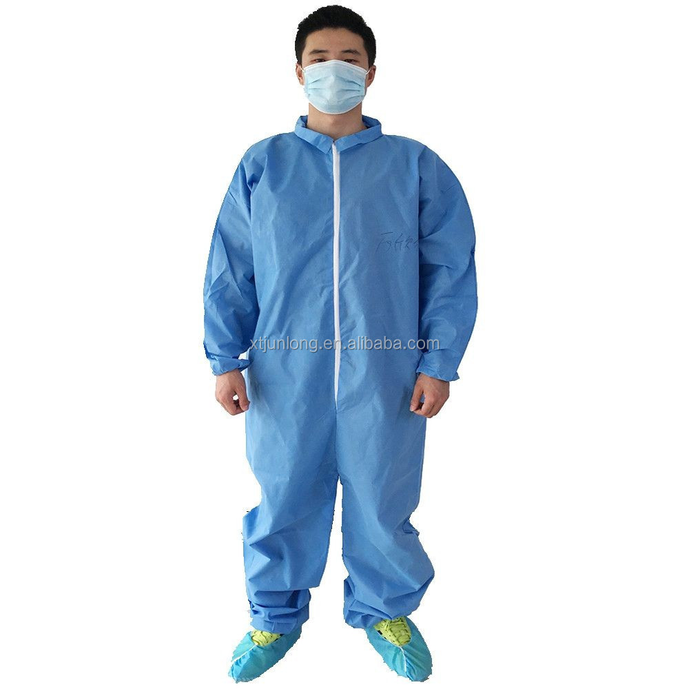 Disposable low-linting oil resistant SMS overalls disposable with hood