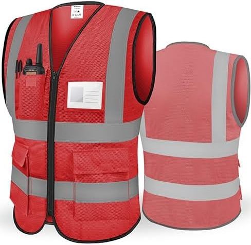 Breathable Reflective Safety Mesh  Vest for Women Men High Visibility Security With Pocket Zipper Front