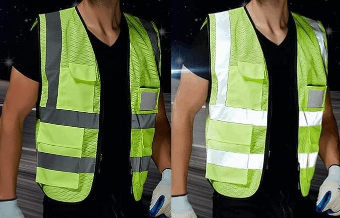 Breathable Reflective Safety Mesh  Vest for Women Men High Visibility Security With Pocket Zipper Front