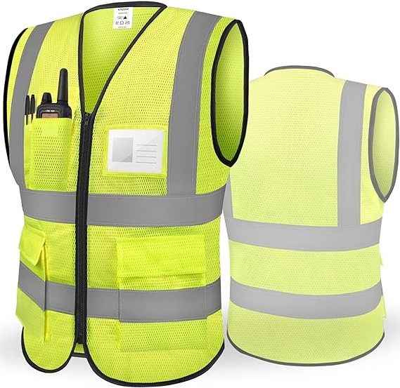 Breathable Reflective Safety Mesh  Vest for Women Men High Visibility Security With Pocket Zipper Front