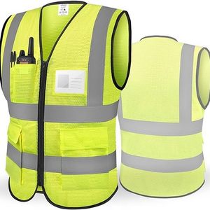 Breathable Reflective Safety Mesh  Vest for Women Men High Visibility Security With Pocket Zipper Front