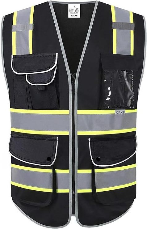 Junlong factory of Safety Vest for Women Hi Vis Reflective Neon, Fitted Mesh, Zipper, 9 Pockets