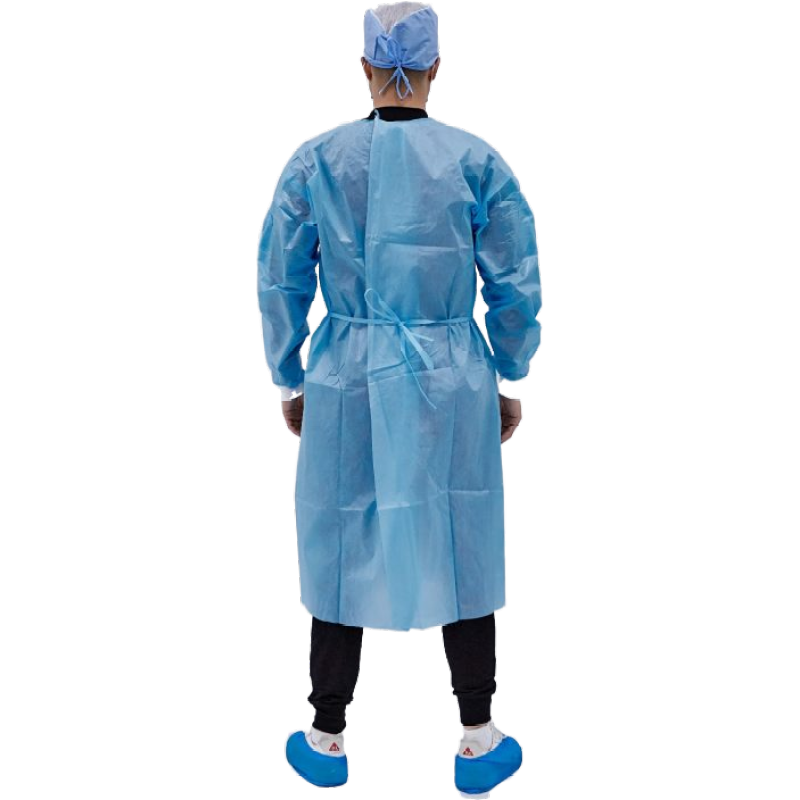 Junlong Disposable Isolation Gown PE Coated With Knitted Cuff In Stock Level 2 Waterproof Apron