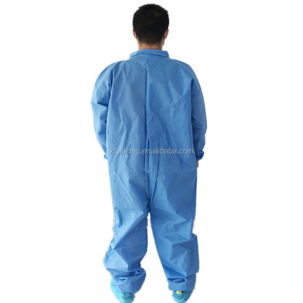 Disposable low-linting oil resistant SMS overalls disposable with hood